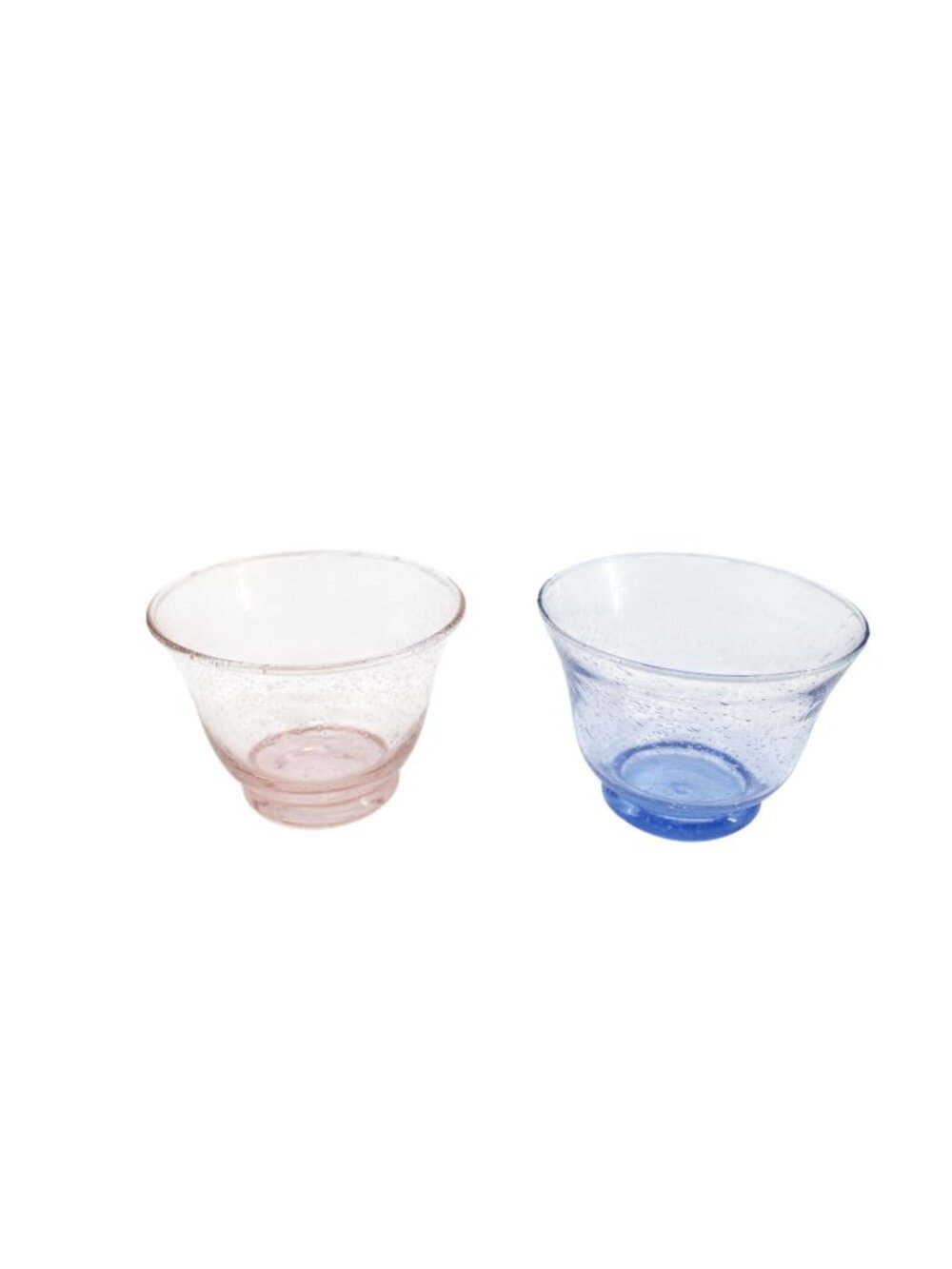 2 Porta Lauren Snack Bowl Blue Pink Bubble Glass 94646